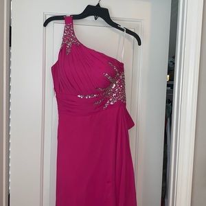 Formal Dress, one shoulder, size small, pink